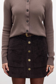Corduroy Mini Skirt- Dark Brown