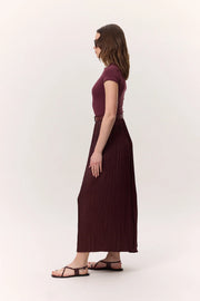 Crush Satin Skirt- Burgundy