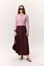 Load image into Gallery viewer, Crush Satin Skirt- Burgundy