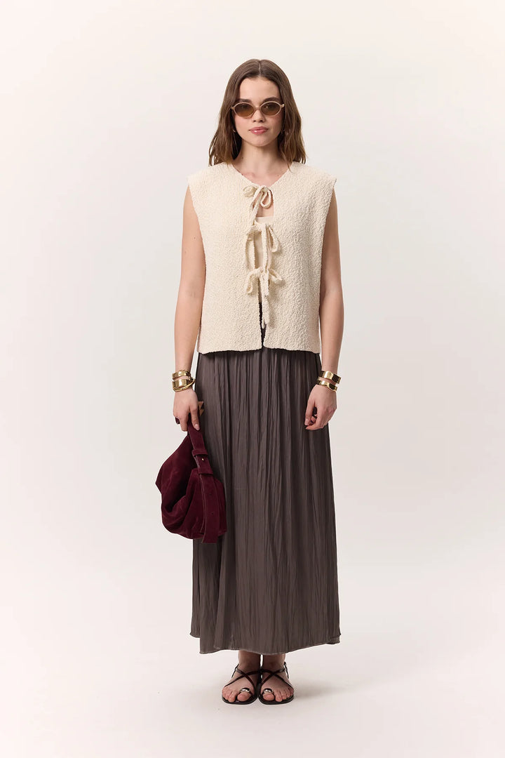 Crush Satin Skirt- Mink