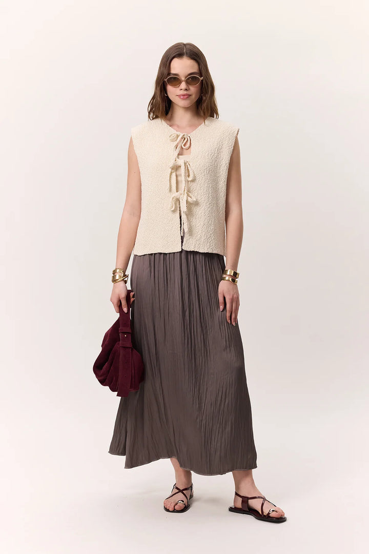 Crush Satin Skirt- Mink
