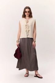 Crush Satin Skirt- Mink