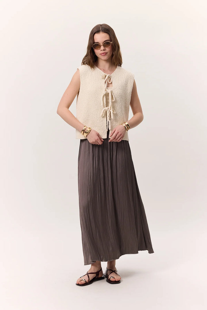 Crush Satin Skirt- Mink