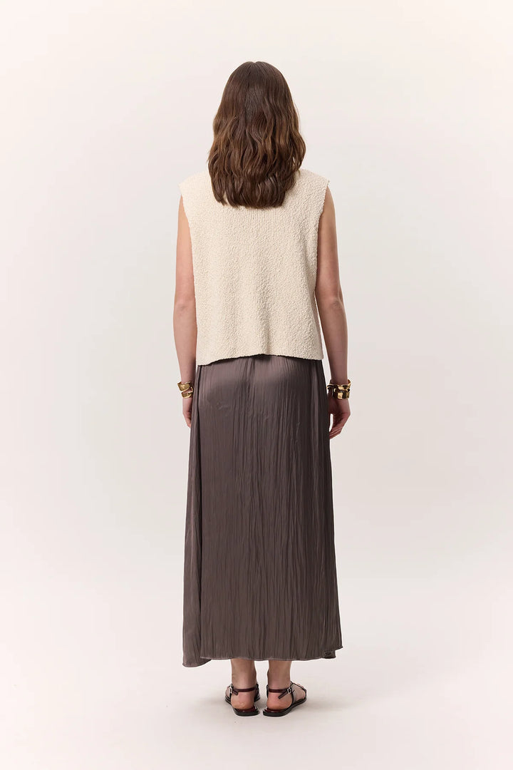 Crush Satin Skirt- Mink
