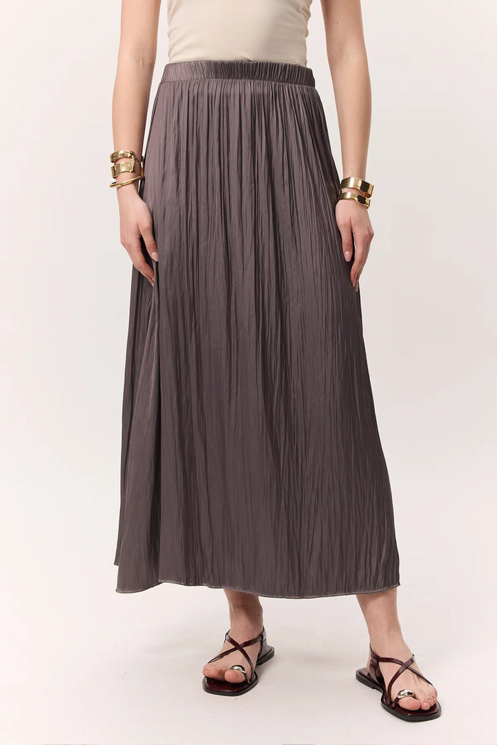 Crush Satin Skirt- Mink