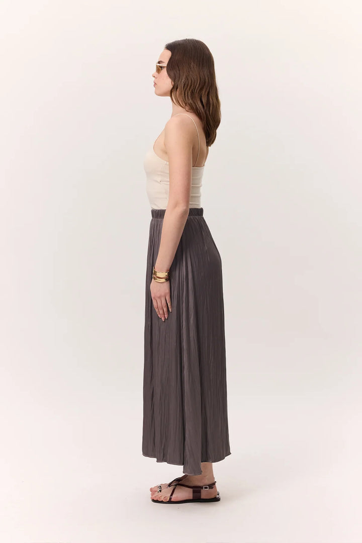 Crush Satin Skirt- Mink