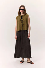 Load image into Gallery viewer, Crush Satin Skirt- Brown