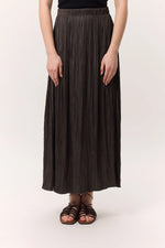 Load image into Gallery viewer, Crush Satin Skirt- Brown
