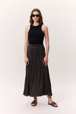 Load image into Gallery viewer, Crush Satin Skirt- Brown