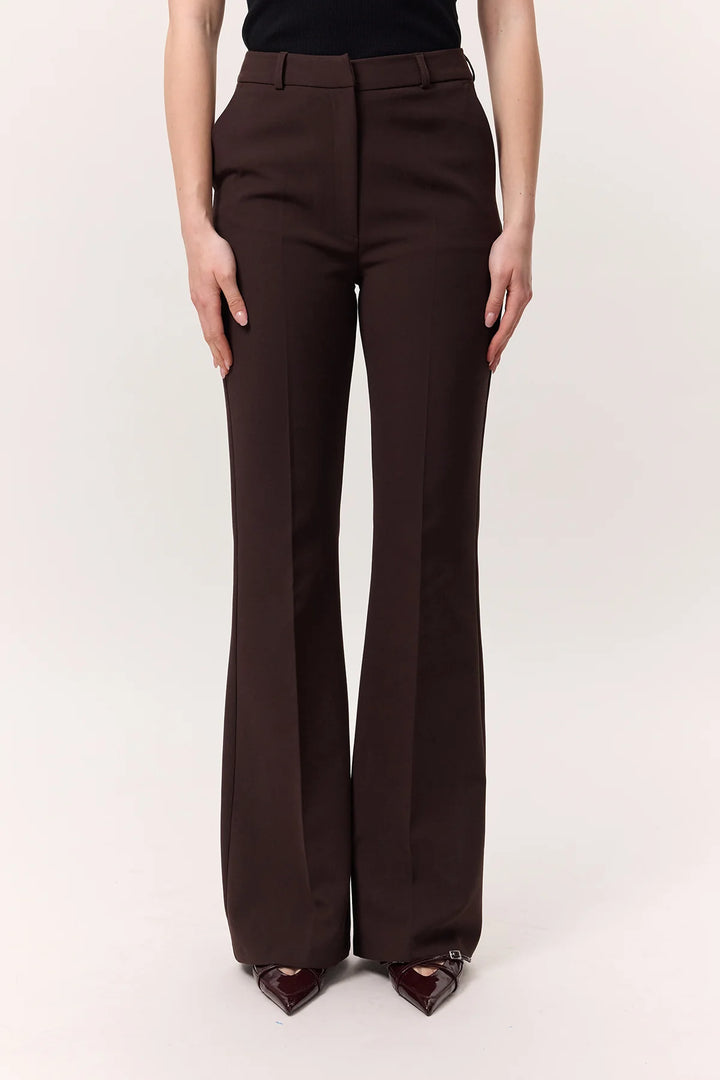 Premium Flared Fit Trousers- Brown