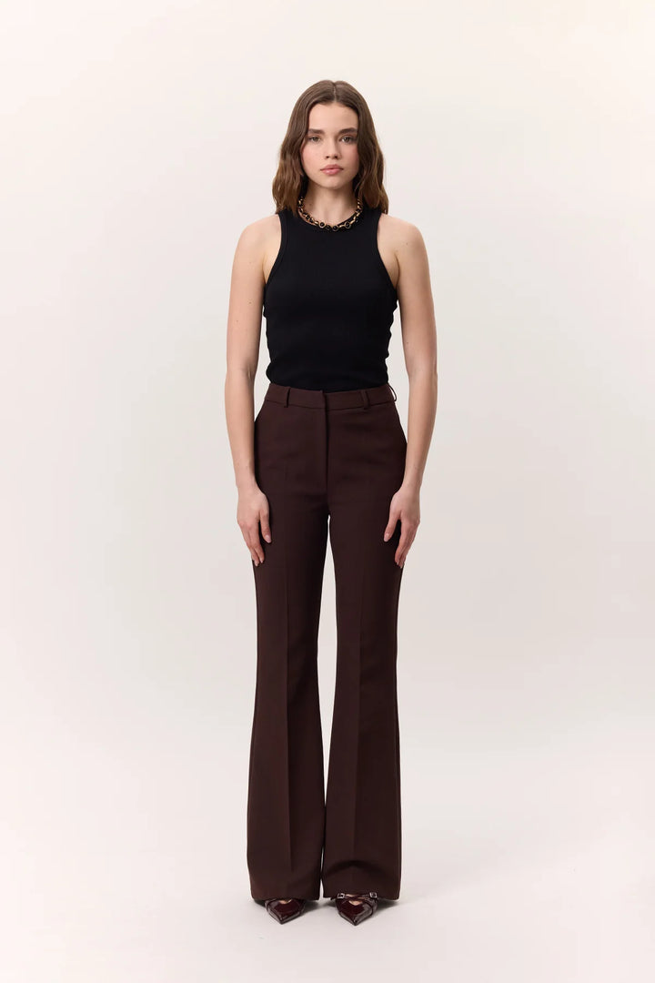 Premium Flared Fit Trousers- Brown