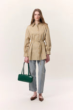 Load image into Gallery viewer, Striped Belted Shirt- Camel