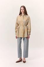 Load image into Gallery viewer, Striped Belted Shirt- Camel