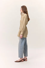 Load image into Gallery viewer, Striped Belted Shirt- Camel