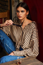 Load image into Gallery viewer, Striped  Shirt – Brown/Camel