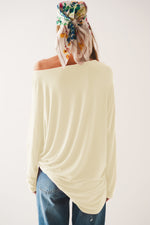 Load image into Gallery viewer, Boat neck Long sleeve t shirt in modal white