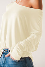 Load image into Gallery viewer, Boat neck Long sleeve t shirt in modal white