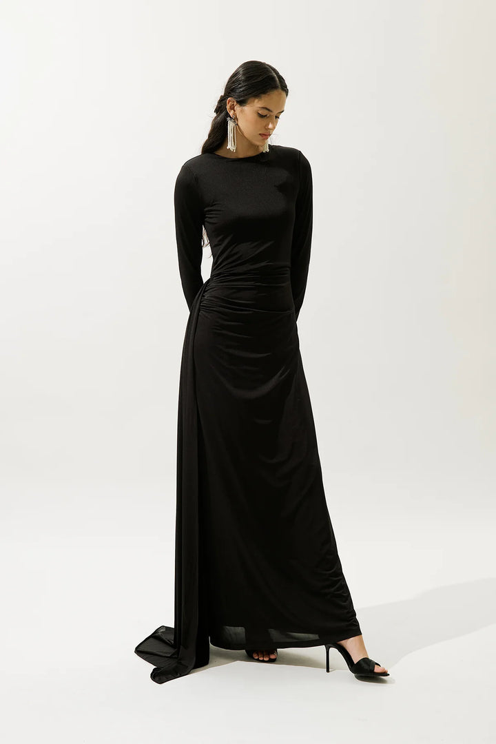 Tie-Detail Evening Dress - Black