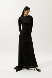 Tie-Detail Evening Dress - Black
