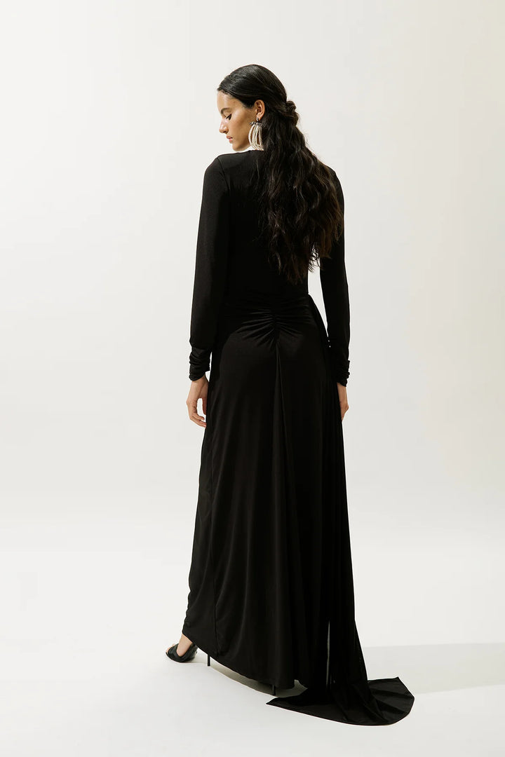 Tie-Detail Evening Dress - Black