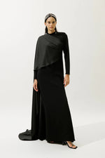 Load image into Gallery viewer, Lana Cape Evening Dress- Black