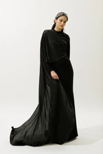 Load image into Gallery viewer, Lana Cape Evening Dress- Black