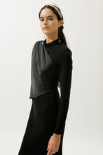 Load image into Gallery viewer, Lana Cape Evening Dress- Black