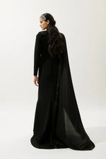 Load image into Gallery viewer, Lana Cape Evening Dress- Black