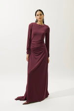 Load image into Gallery viewer, Tie-Detail Evening Dress- Burgundy