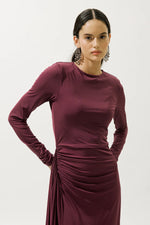 Load image into Gallery viewer, Tie-Detail Evening Dress- Burgundy