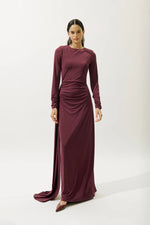 Load image into Gallery viewer, Tie-Detail Evening Dress- Burgundy