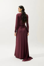 Load image into Gallery viewer, Tie-Detail Evening Dress- Burgundy