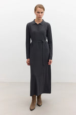 Load image into Gallery viewer, Collared Knit Dress- Anthracite