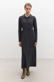 Collared Knit Dress- Anthracite