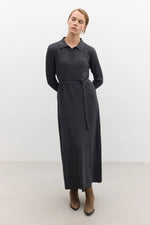 Load image into Gallery viewer, Collared Knit Dress- Anthracite