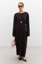 Load image into Gallery viewer, Tie Knit Dress - Brown