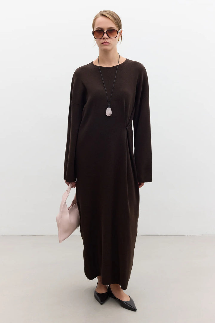 Tie Knit Dress - Brown