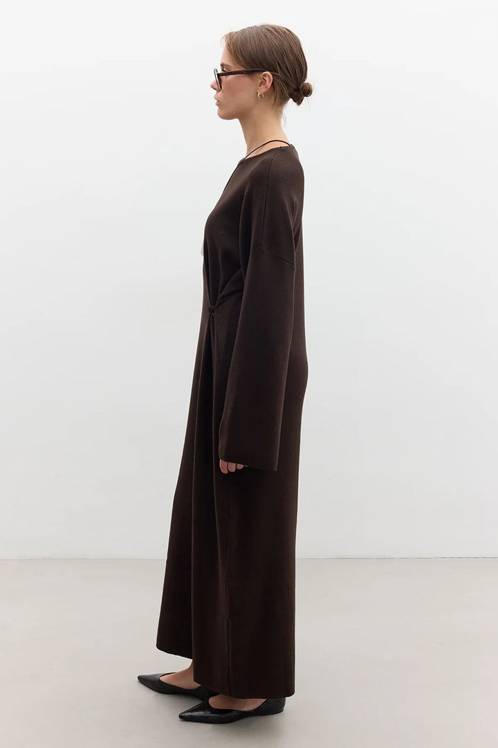 Tie Knit Dress - Brown