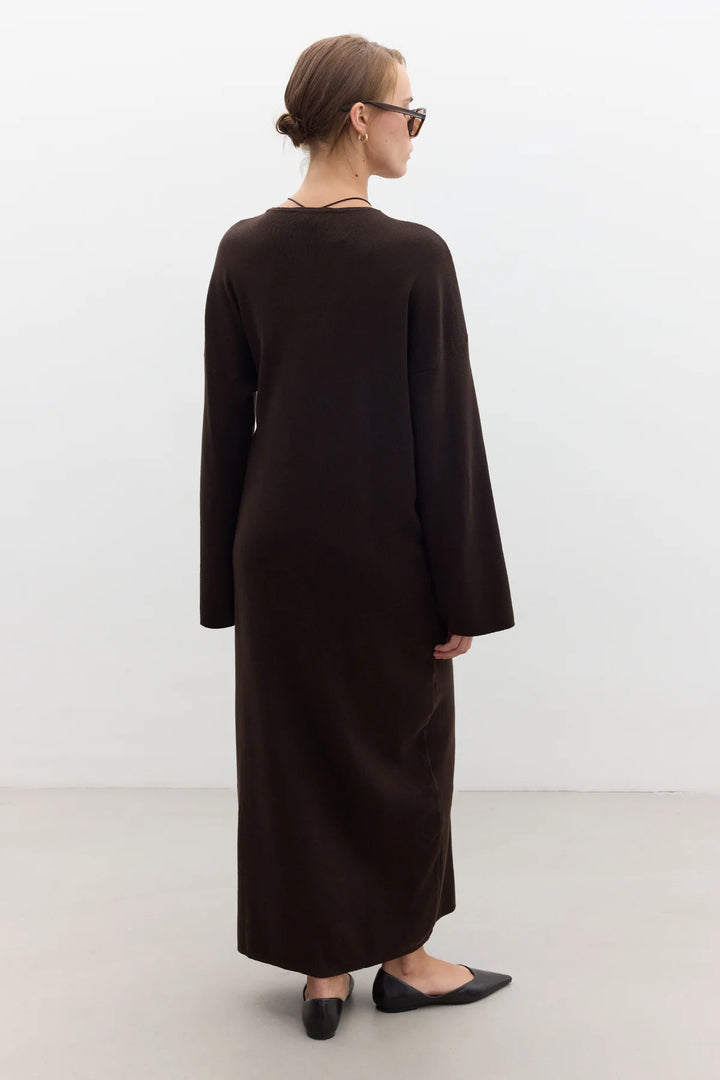 Tie Knit Dress - Brown