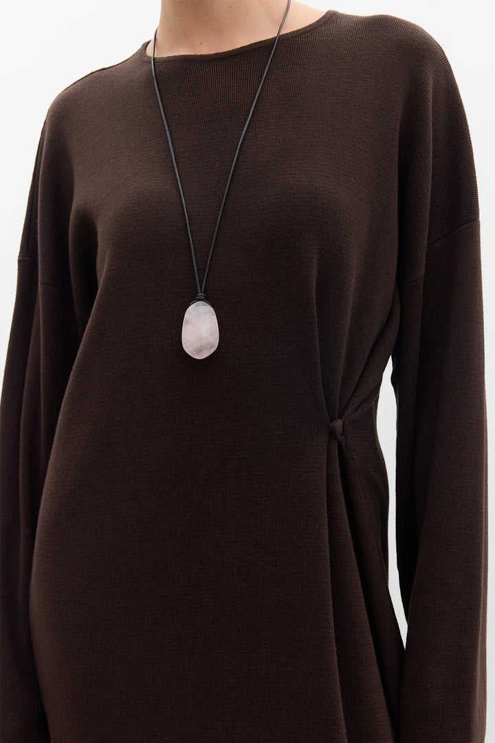 Tie Knit Dress - Brown