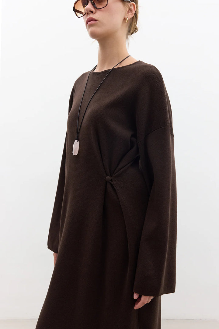 Tie Knit Dress - Brown