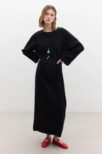 Load image into Gallery viewer, Tie Knit Dress- Black