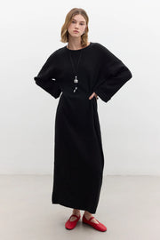 Tie Knit Dress- Black