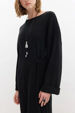 Load image into Gallery viewer, Tie Knit Dress- Black