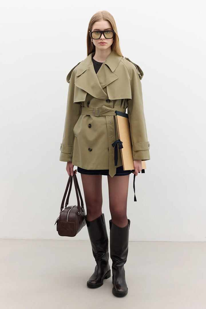 Double-Breasted Cropped Trench Coat