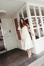 Load image into Gallery viewer, Ruffle Sleeve Linen Midi Dress – Ivory