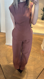 Load image into Gallery viewer, Sleeveless Cotton Top &amp; Wide Leg Trouser Set – Terracotta