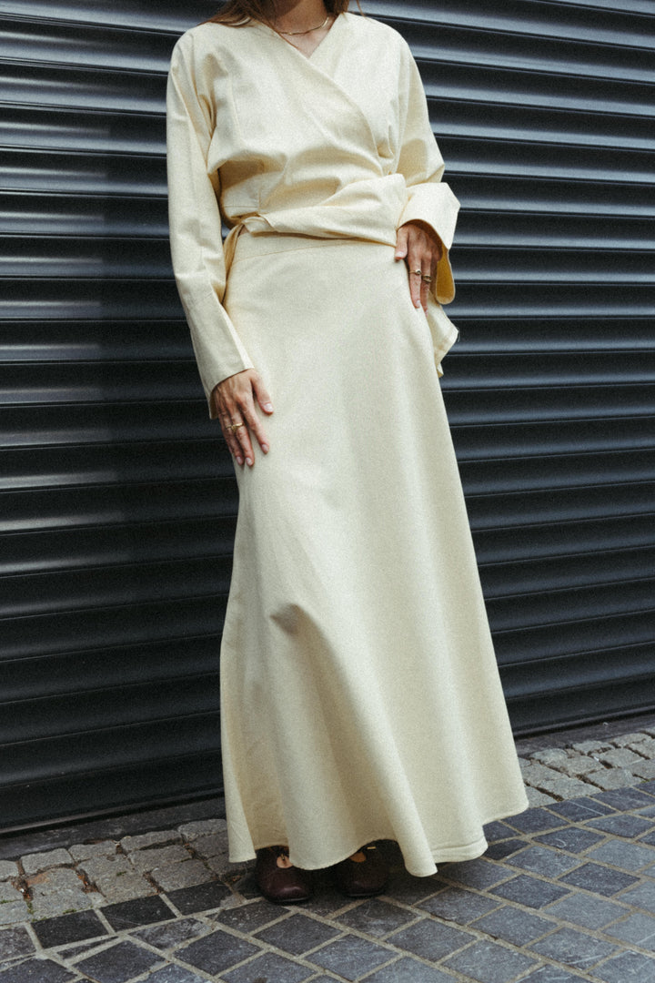 Linen Blend Maxi Skirt – Butter Yellow