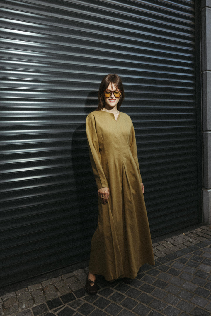Linen Blend Maxi Dress – Saffron