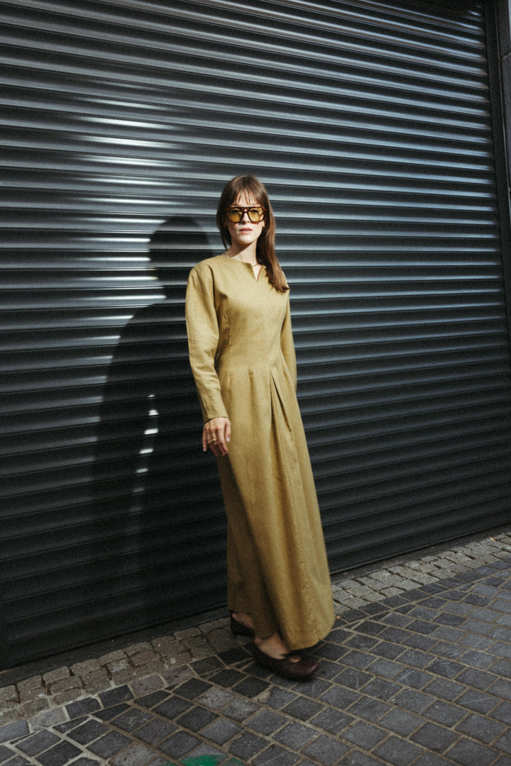 Linen Blend Maxi Dress – Saffron